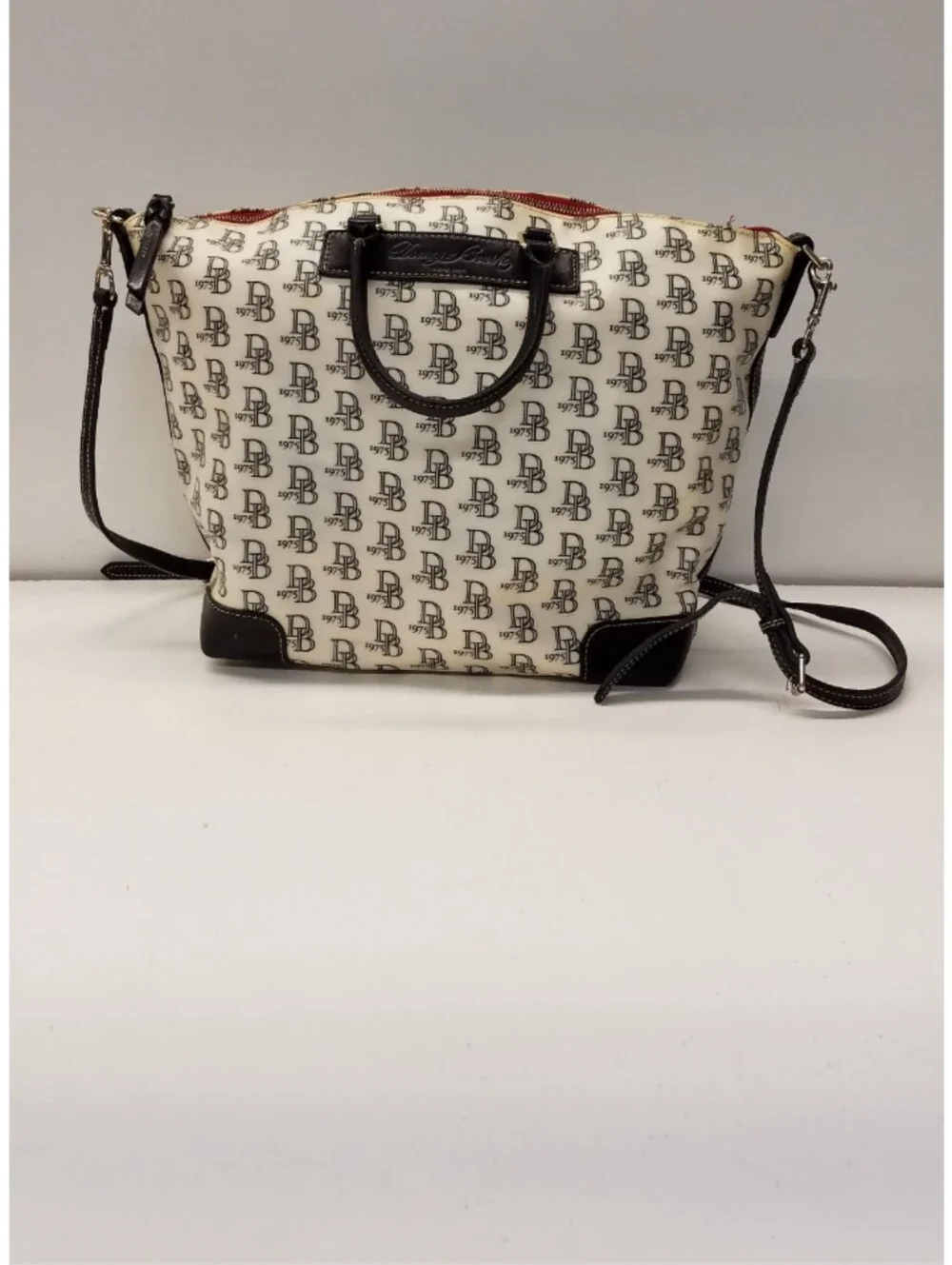 Dooney & Bourke White and Black Logo Crossbody Tote